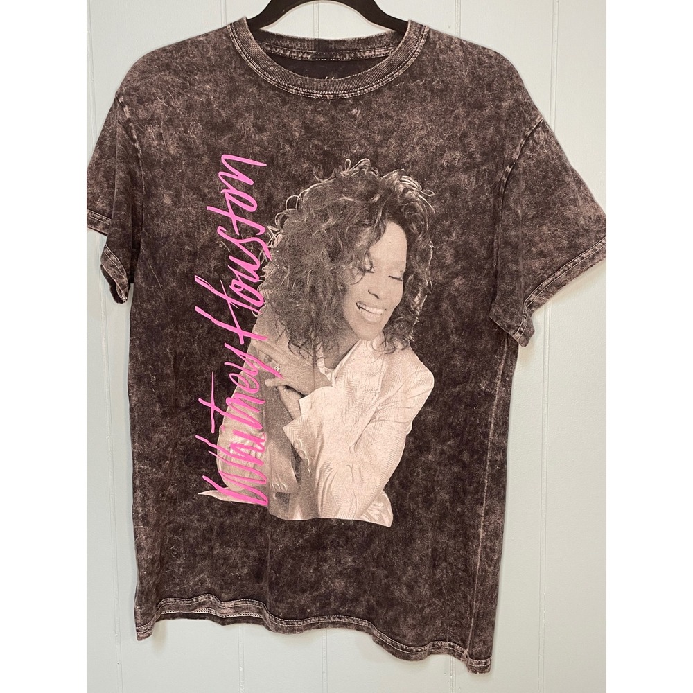 Whitney Houston Graphic T Shirt Acid Wash Vintage Style Music Icon Medium‎